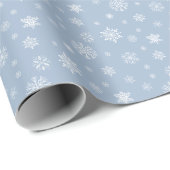 Papier Cadeau Snowflake Motif Noël Vacances Dusty Blue (Coin rond)