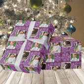 Papier Cadeau Snowflake Plum Bling 3 Photo Collage Noël