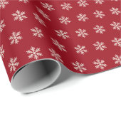 Papier Cadeau Snowflake Red (Coin rond)