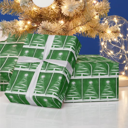 Papier Cadeau Snowflake sapin de Noël vert (Vacances)