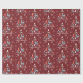 Papier Cadeau Snowflake scandinave Arbre de rennes Animal Red (Plat)