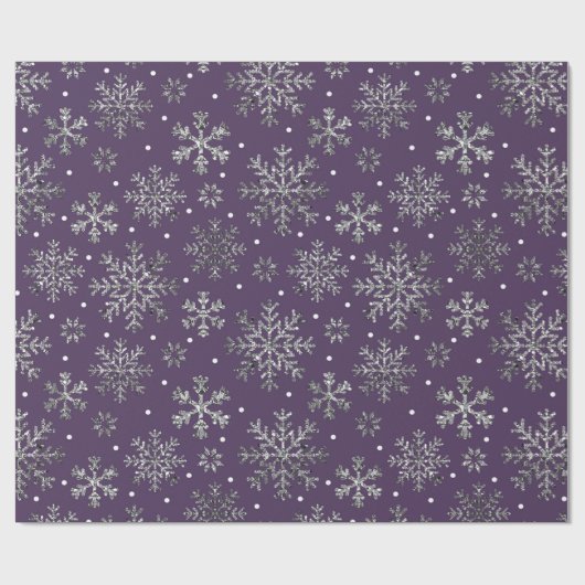 Papier Cadeau Snowflakes argenté violet Motif (Plat)