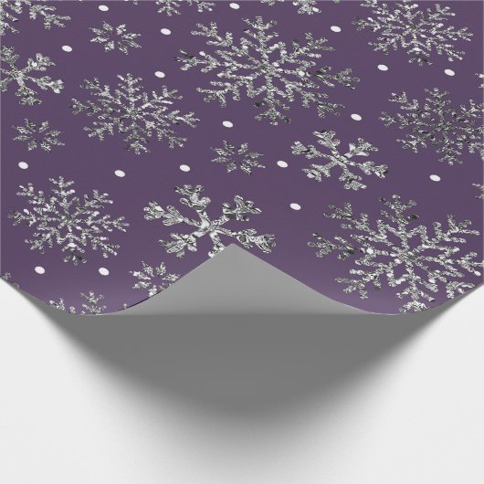 Papier Cadeau Snowflakes argenté violet Motif (Coin)