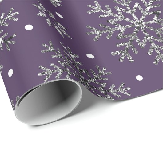 Papier Cadeau Snowflakes argenté violet Motif (Coin rond)
