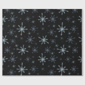 Papier Cadeau Snowflakes Black Dark Christmas Yule hiver (Plat)