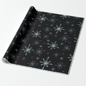 Papier Cadeau Snowflakes Black Dark Christmas Yule hiver (Déroulé)
