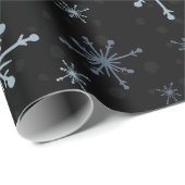 Papier Cadeau Snowflakes Black Dark Christmas Yule hiver (Coin rond)