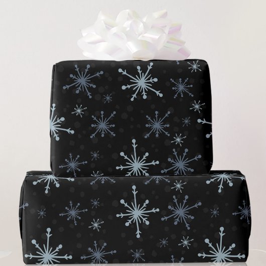 Papier Cadeau Snowflakes Black Dark Christmas Yule hiver