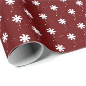 Papier Cadeau Snowflakes blanc bourgogne vin maroon motif mignon (Coin rond)