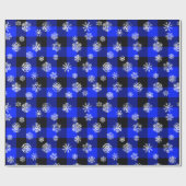 Papier Cadeau Snowflakes Blue Buffalo Plaid l Noël Motif (Plat)