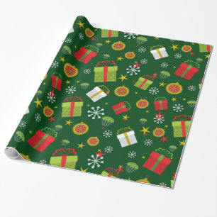 Papier Cadeau Snowflakes boîte cadeaux Cupcakes Étoiles Green No