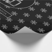 Papier Cadeau Snowflakes Bougies Holly Black Silver Noël (Coin)