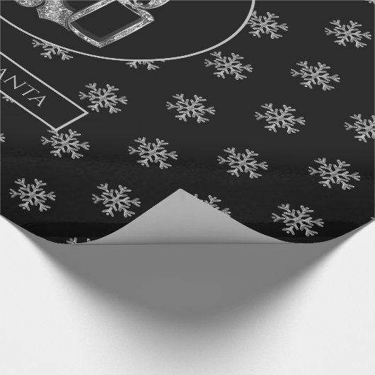 Papier Cadeau Snowflakes Bougies Holly Black Silver Noël (Coin)