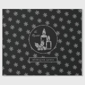 Papier Cadeau Snowflakes Bougies Holly Black Silver Noël (Plat)