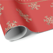 Papier Cadeau Snowflakes Bougies Holly Red et Gold Noël (Coin rond)