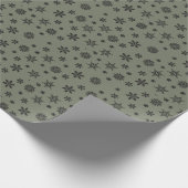 Papier Cadeau Snowflakes Christmas Dark Green Wrapper Papier (Coin)