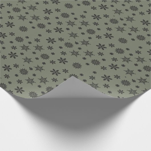 Papier Cadeau Snowflakes Christmas Dark Green Wrapper Papier (Coin)