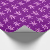 Papier Cadeau Snowflakes, cristaux d'orchidées pâles sur violet (Coin)