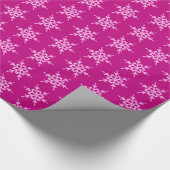Papier Cadeau Snowflakes, cristaux rose pâle sur magenta (Coin)