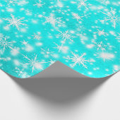Papier Cadeau Snowflakes de Noël en Turquoise (Coin)
