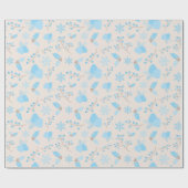 Papier Cadeau Snowflakes et Mistletoe bleu neige en hiver (Plat)