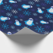 Papier Cadeau Snowflakes et Penguins d'hiver Dark Navy sans mari (Coin)
