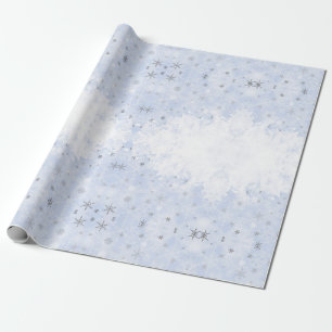Papier Cadeau Snowflakes faux métal sur la couleur pastel bleu b
