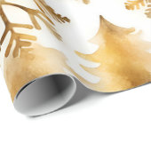 Papier Cadeau Snowflakes Gold Arbres de vacances (Coin rond)