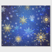 Papier Cadeau Snowflakes Gold Blue Noël Cadeau de Noël (Plat)