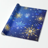 Papier Cadeau Snowflakes Gold Blue Noël Cadeau de Noël (Déroulé)