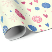 Papier Cadeau Snowflakes hiver Noël Motif de vacances (Coin rond)