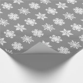 Papier Cadeau Snowflakes Ikat - Gris de charbon et blanc (Coin)