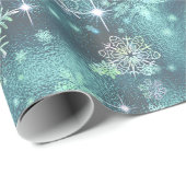 Papier Cadeau Snowflakes le plus beau Motif ID Turquoise846 (Coin rond)