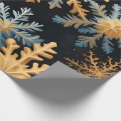 Papier Cadeau Snowflakes Magique Noël Noir Or Bleu (Coin)