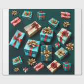 Papier Cadeau Snowflakes Magique Noël Noir Or Bleu (Plat)