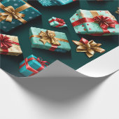 Papier Cadeau Snowflakes Magique Noël Noir Or Bleu (Coin)