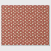 Papier Cadeau Snowflakes moderne Rouge Blanc Motif Noël (Plat)