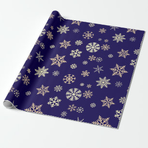 Papier Cadeau Snowflakes Motif sans mer Noël bleu