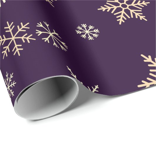 Papier Cadeau Snowflakes Motif sans voile violet Noël (Coin rond)