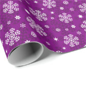 Papier Cadeau Snowflakes Motif sur Purple (Coin rond)