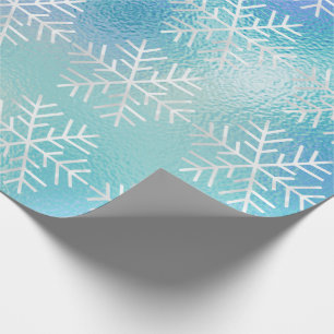 Papier Cadeau Snowflakes Noël Fête Bleu Froid Joyeux