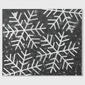 Papier Cadeau Snowflakes Noël Fête Noir Blanc Parties scintillan (Plat)