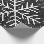 Papier Cadeau Snowflakes Noël Fête Noir Blanc Parties scintillan (Coin)