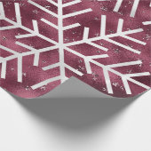 Papier Cadeau Snowflakes Noël Fêtes Joyeux Burgund Parties scint (Coin)
