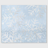 Papier Cadeau Snowflakes Noël Gray Blue Parties scintillant (Plat)