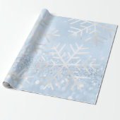 Papier Cadeau Snowflakes Noël Gray Blue Parties scintillant (Déroulé)