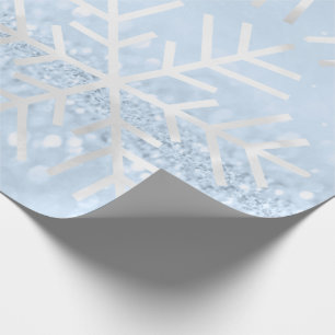 Papier Cadeau Snowflakes Noël Gray Blue Parties scintillant