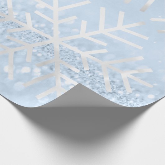 Papier Cadeau Snowflakes Noël Gray Blue Parties scintillant (Coin)
