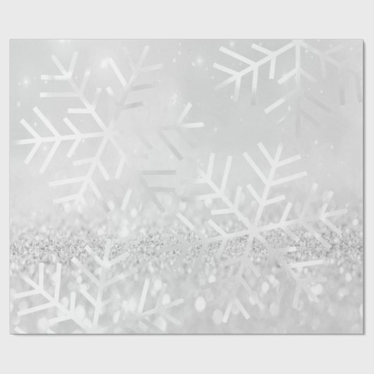 Papier Cadeau Snowflakes Noël Gray Silver Parties scintillant (Plat)