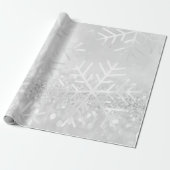 Papier Cadeau Snowflakes Noël Gray Silver Parties scintillant (Déroulé)